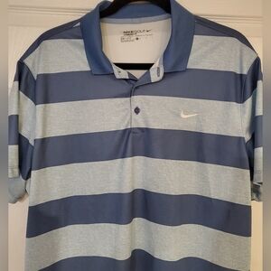 Nike Blue Stripe Short Sleeve Golf Polo